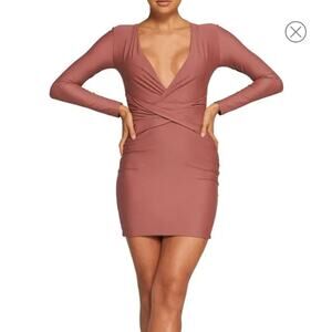 Tiger Mist Dress Over and Under Mini Dusty Rose Glam Sexy Dusty Rose Size XS
